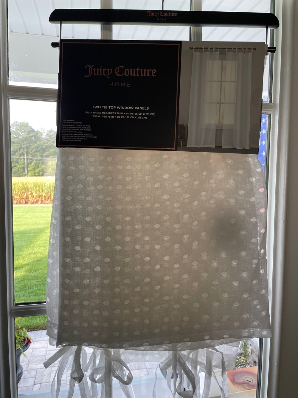 Juicy Couture White Sheer Dot Tie-Top Window Panels 3 sets